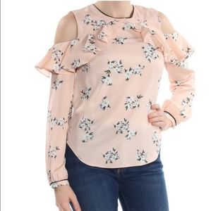 Womens Lauren Ralph Lauren Ruffle Cold Shoulder Pink Floral Top Size PM